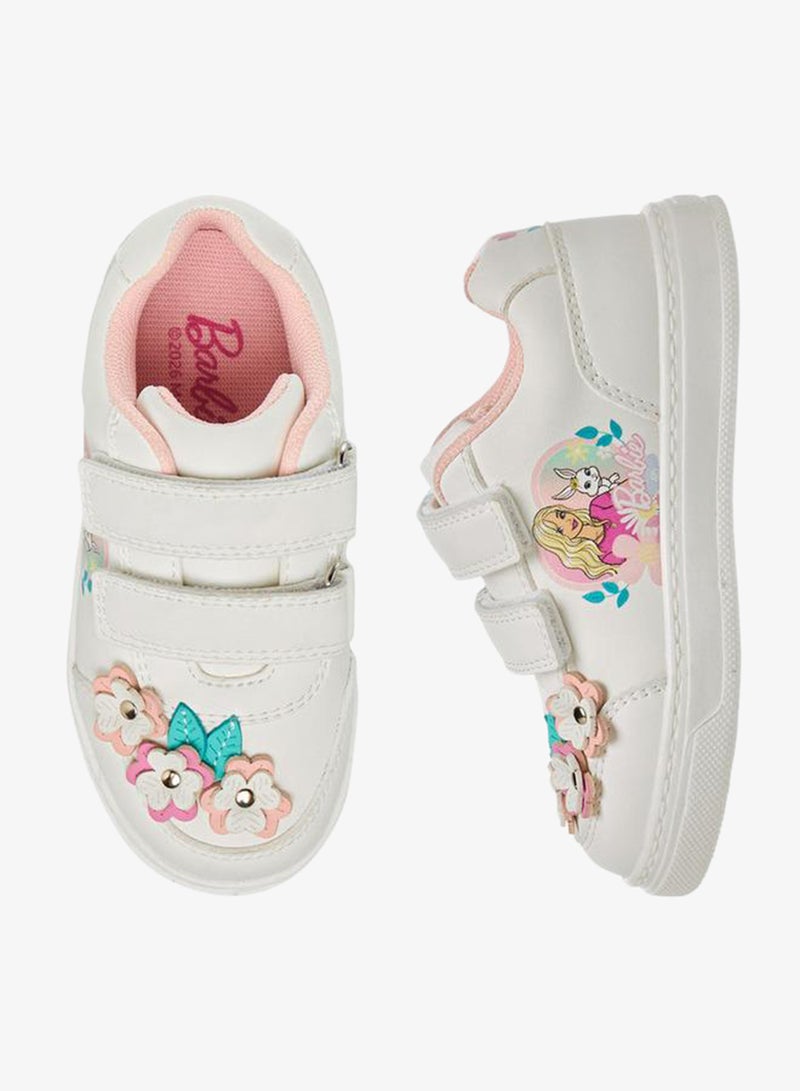 Barbie Girls Floral Accent Hook And Loop Sneakers - Image 1